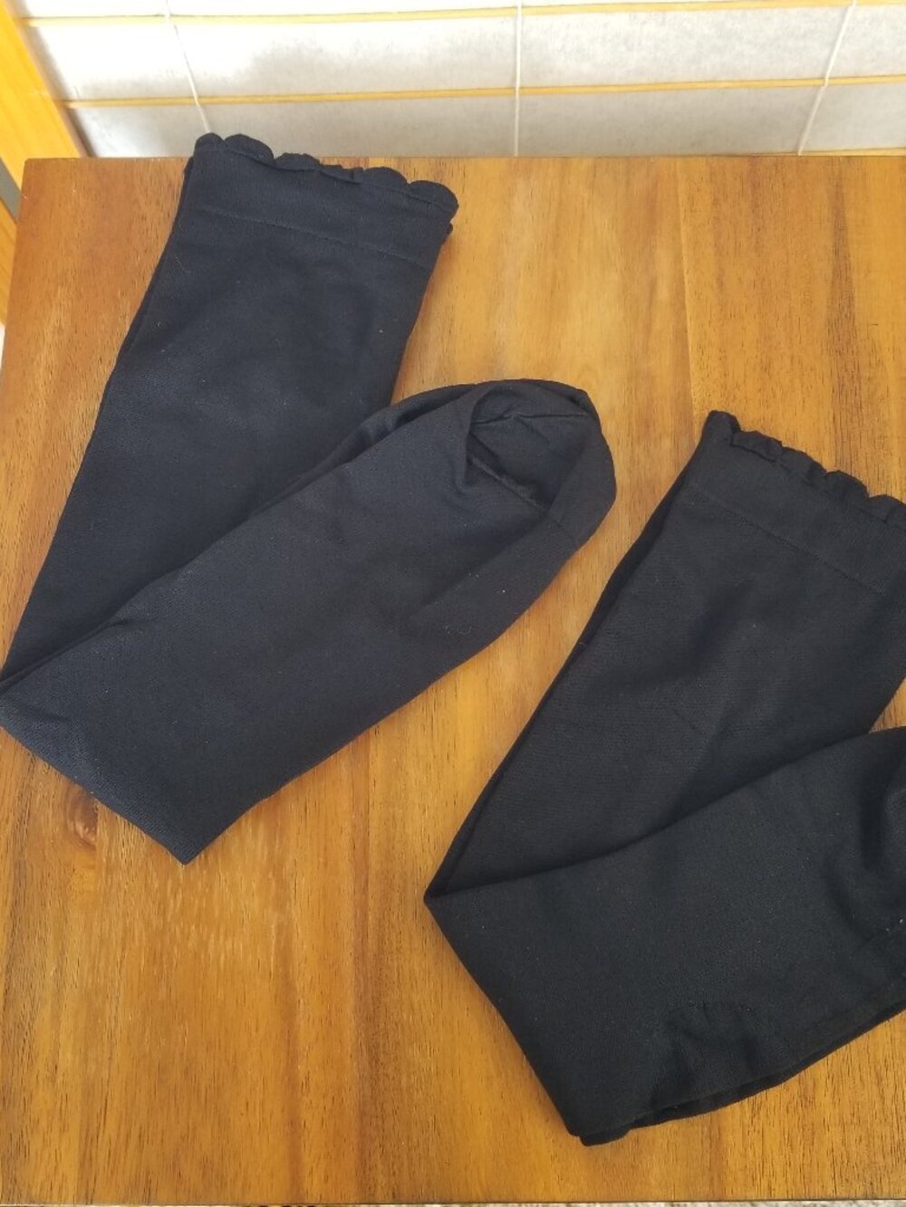 Black Boot Socks Set of Two Pairs Scalloped Top Poly Blend